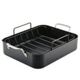 thumbnail image 1 of KitchenAid Hard Anodized 13x15.75 Inch Roaster with Removable Nonstick Rack, Oven Safe to 500°F, Matte Black, 1 of 14