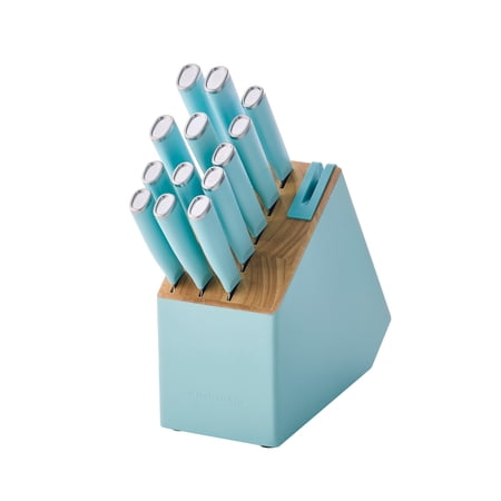 KitchenAid 14-Piece Slim Knife Block Set with Built-In Sharpener, High-Carbon Steel, Mineral Water