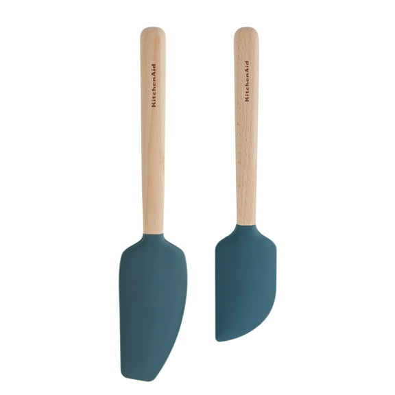 KitchenAid 2-Piece Silicone Mixing Spatula and Scraper Set for Cooking, Agave