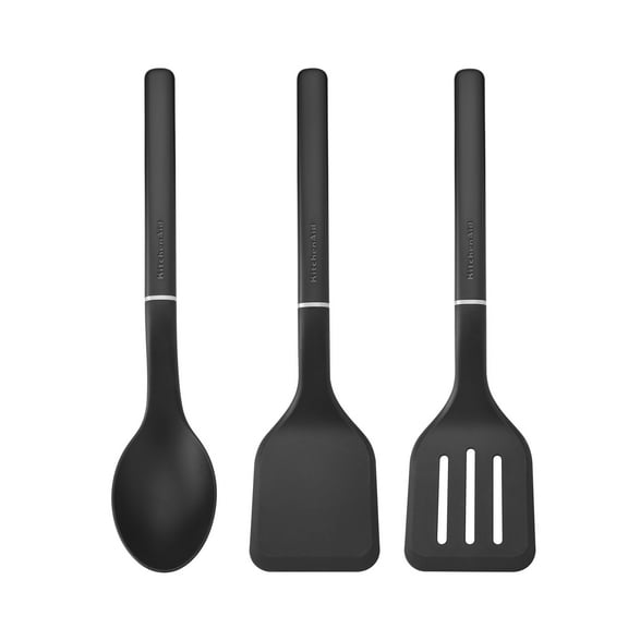 KitchenAid 3-Piece Cooking Utensils Set with Ergonomic Handles, Black