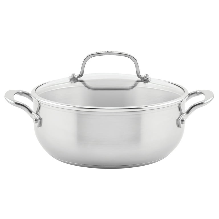 KitchenAid 3-Ply Base Stainless Steel Stockpot with Lid, 8-Quart, Brushed  Stainless Steel