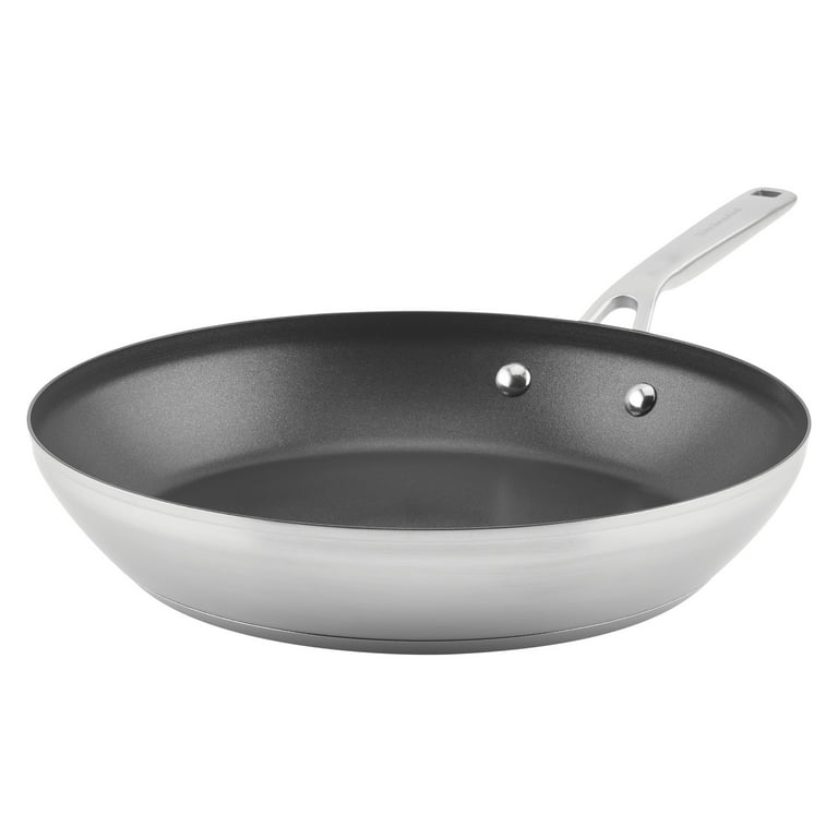 KitchenAid 3-Ply Base Stainless Steel Nonstick Induction Frying Pan, 12  inch, Brushed Stainless Steel