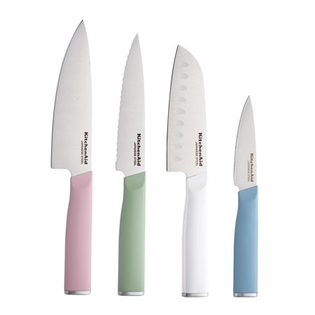 KitchenAid 4-Piece Knife Set with Blade Covers, High-Carbon Japanese Steel, Assorted Colors