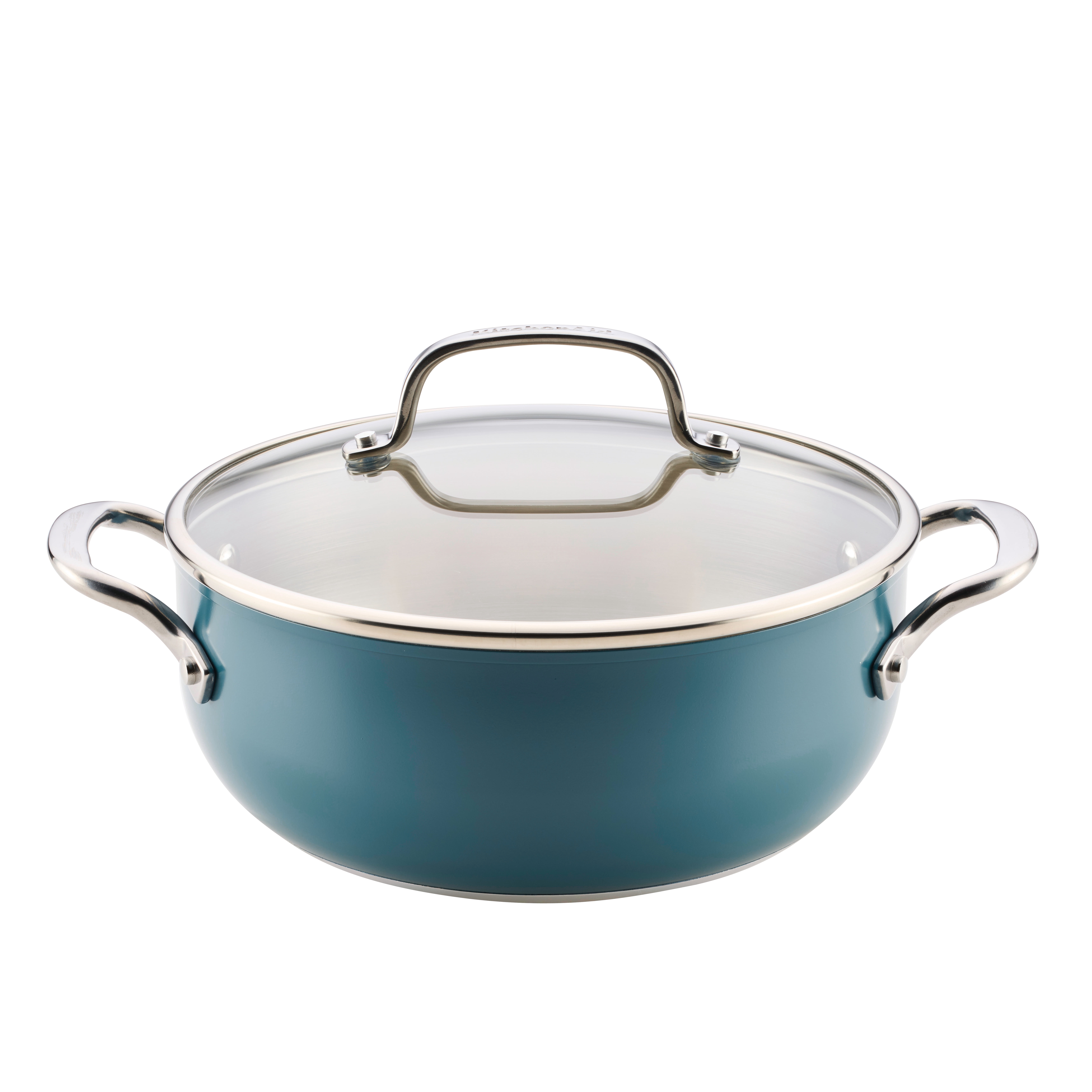 KitchenAid 4qt Color-Finished Stainless Steel 3-Ply Base Casserole with Lid Dishwasher and Metal Utensil Safe, Induction Suitable and Oven Safe to 500°F, Agave
