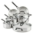 thumbnail image 1 of KitchenAid 5-Ply Clad 10 Pcs Stainless Steel Cookware Induction Pots and Pans Set, Dishwasher Safe, Metal Utensil, Broiler and Oven Safe to 500°F, Polished Stainless Steel, 1 of 11