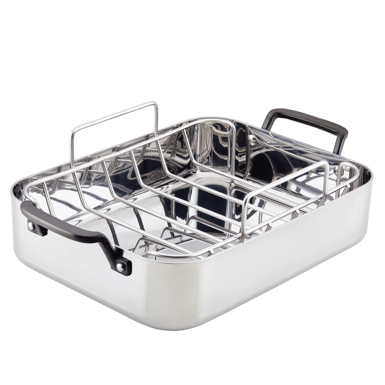 KitchenAid 5-Ply Clad 15x11.5 Inch Stainless Steel Roaster with