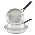 thumbnail image 1 of KitchenAid 5-Ply Clad 2 Pcs Stainless Steel Induction Frying Pan Set, Dishwasher Safe, Metal Utensil, Broiler and Oven Safe to 500°F, 8.25 and 10 Inch, Polished Stainless Steel, 1 of 9
