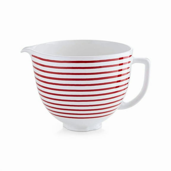 KitchenAid 5-Quart Ceramic Red White Bowl For 4.5 & 5-qt Tilt-Head Stand Mixers Titanium Reinforced Ceramic