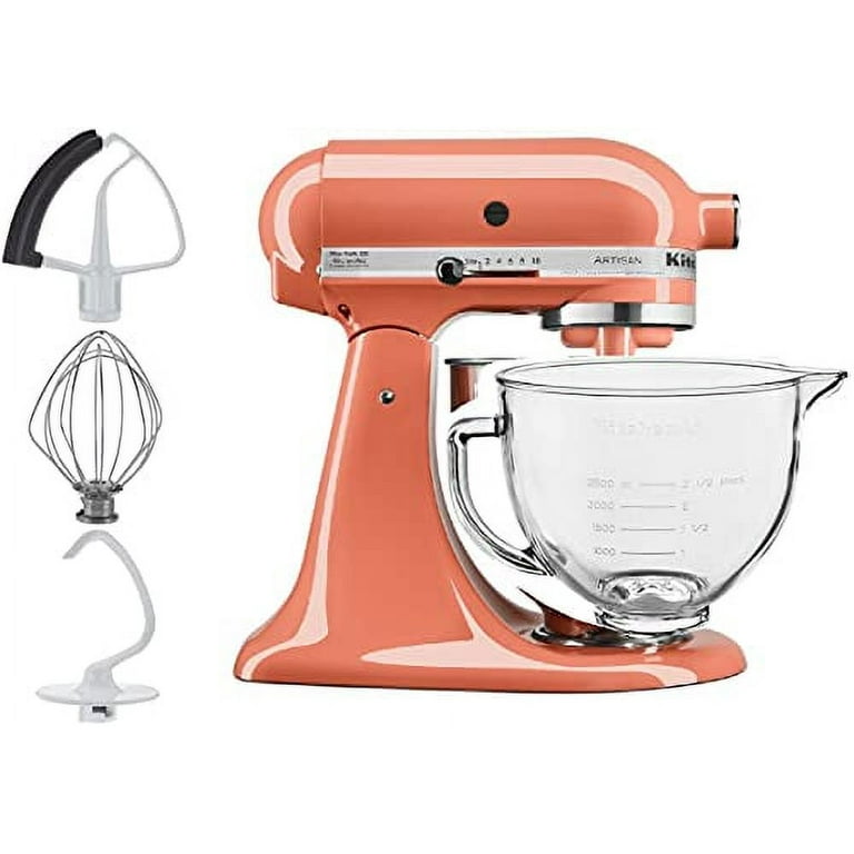 KitchenAid 5-Quart Tilt Head Stand Mixer With Flex Edge Beater Glass Bowl  Bird of Paradise Pink 