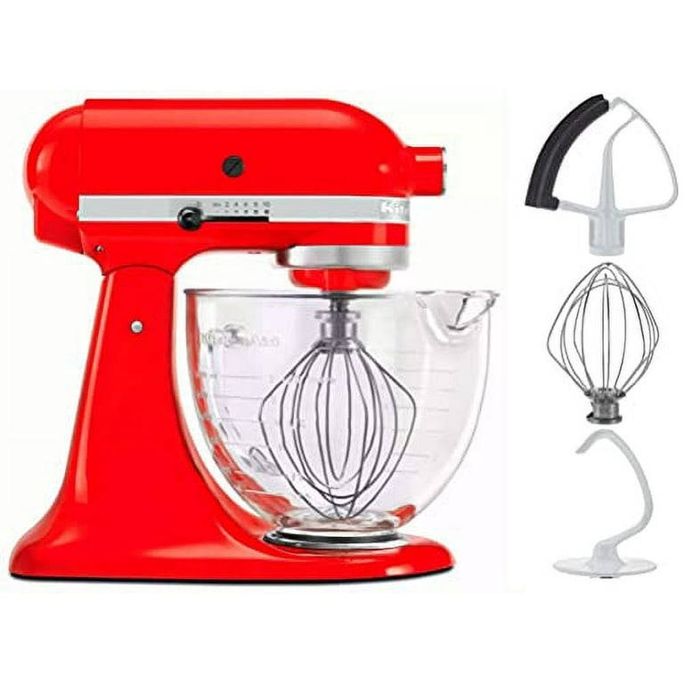 KitchenAid 5-Quart Tilt Head Stand Mixer With Flex Edge Beater Glass Bowl  Hot Sauce Red 