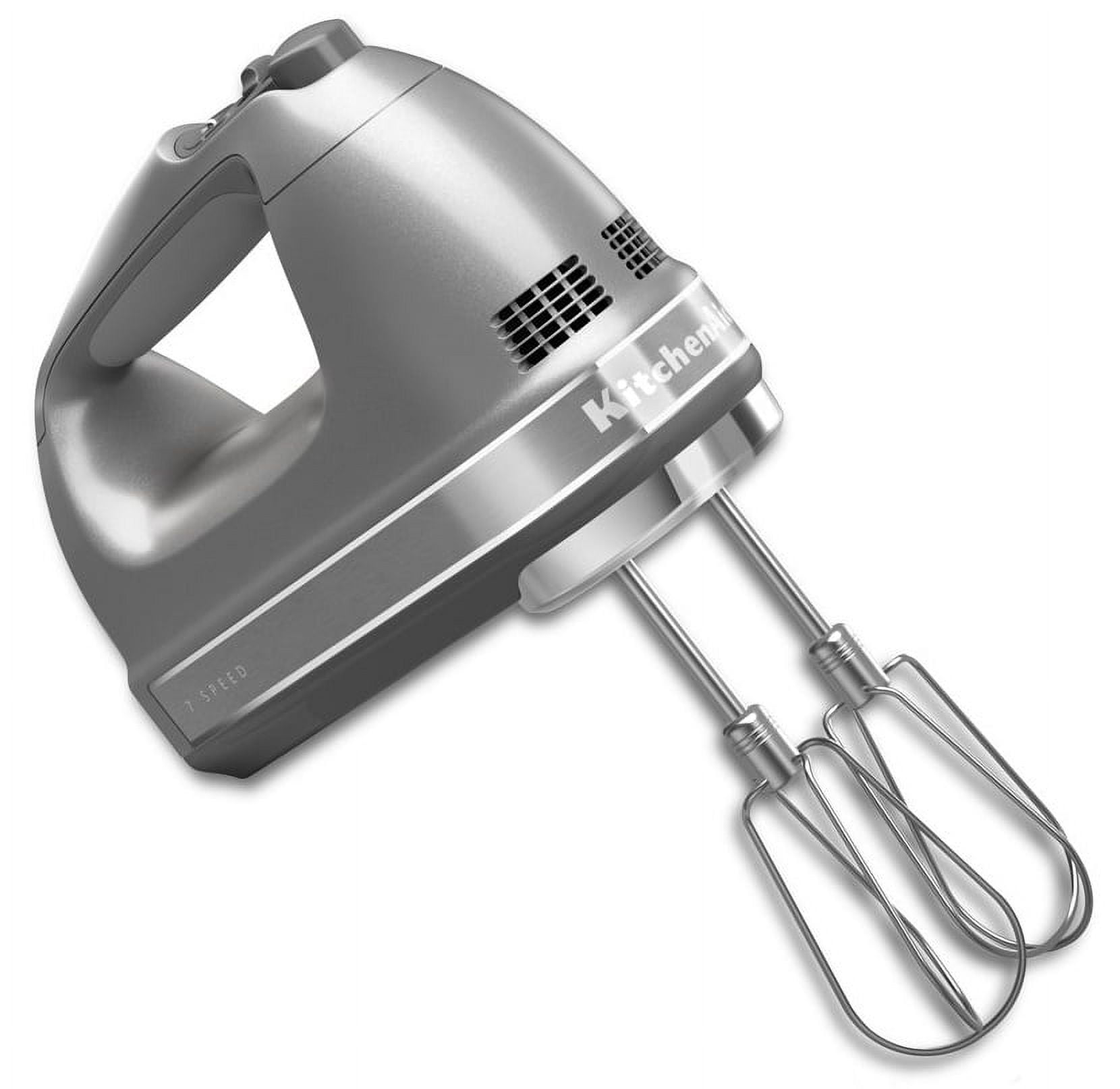 Silver 7-Speed Digital Hand Mixer with Stainless Steel Beaters