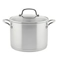 thumbnail image 1 of KitchenAid 3-Ply Base 8 Quart Stainless Steel Induction Stockpot with Lid, Metal Utensil and Dishwasher Safe and Oven Safe to 500°F, Brushed Stainless Steel, 1 of 11