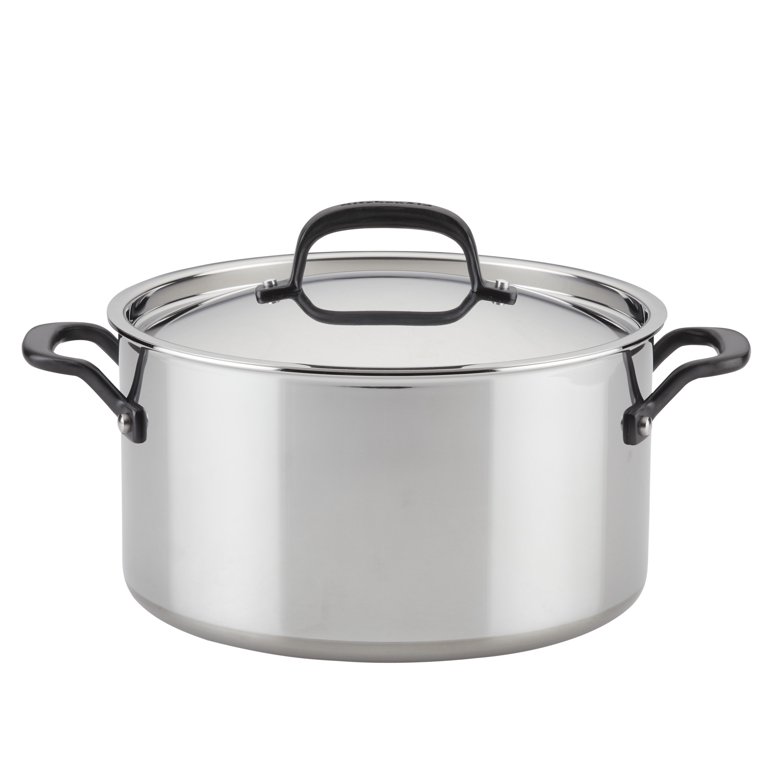 KitchenAid 3-Ply Base Stainless Steel Stockpot with Lid, 8-Quart