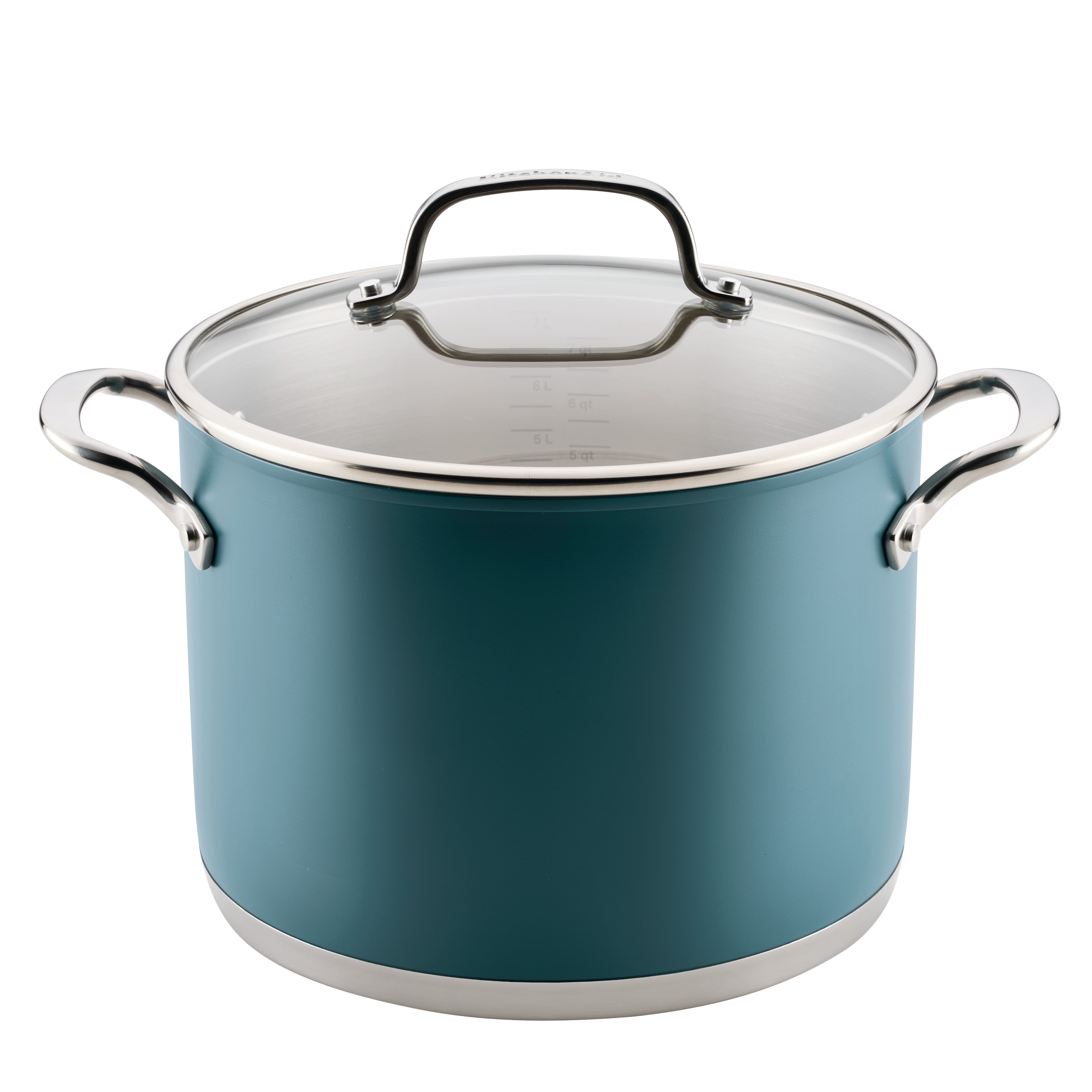 KitchenAid 8qt Color-Finished Stainless Steel 3-Ply Base Stockpot with Lid Dishwasher and Metal Utensil Safe, Induction Suitable and Oven Safe to 500°F, Agave