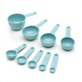 thumbnail interactive-video image 1 of KitchenAid 9-Piece Plastic Measuring Cups and Spoons Set Blue Aqua Sky, 1 of 6