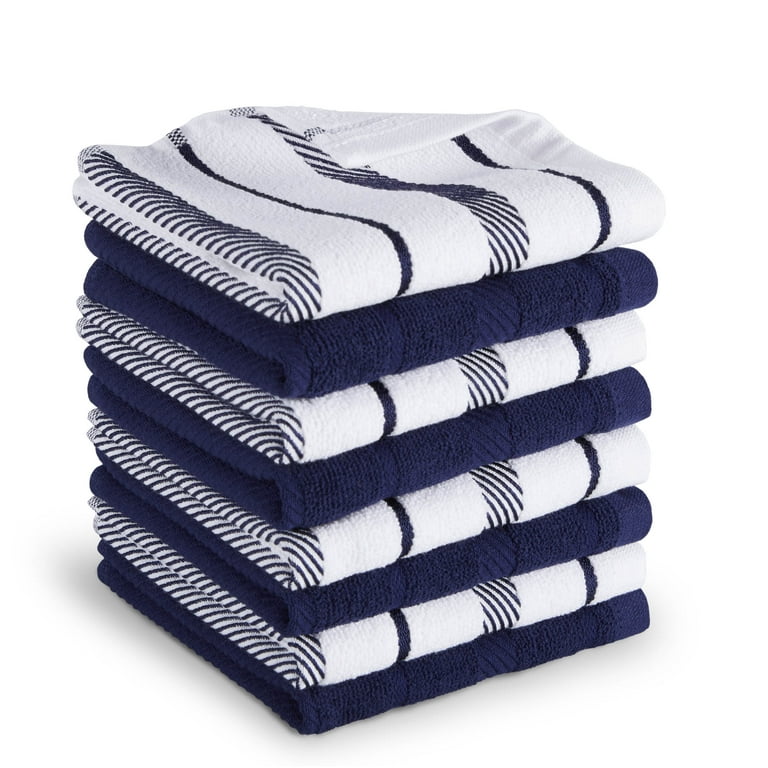 Blue Stripe Soft Linen Dish Towels - Iron Accents