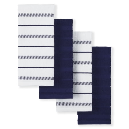 KitchenAid Albany Machine Wash Cobalt Blue/White Striped Cotton Blend, Polyester Kitchen Towel