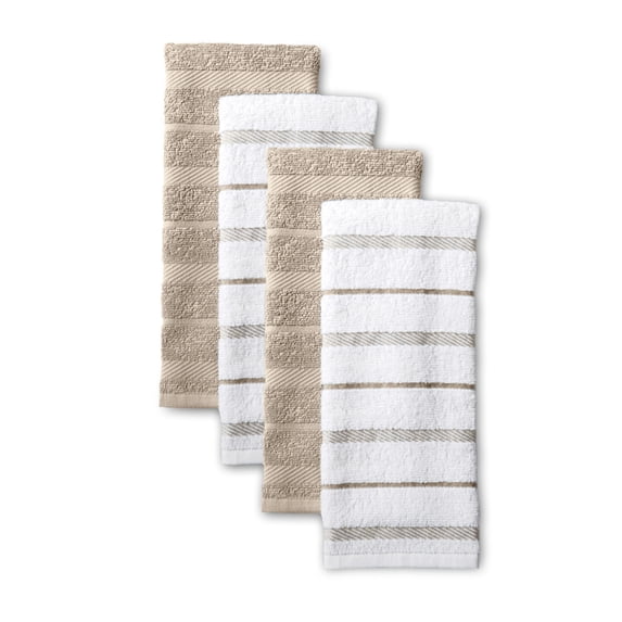 KitchenAid Albany Machine Wash White Striped, Solid Print Cotton Blend, Polyester Kitchen Towel