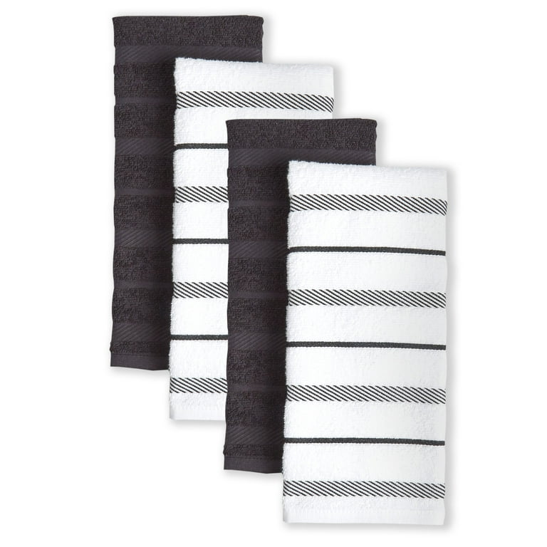 KitchenAid Albany Kitchen Towel 4 Pack Set Onyx Black White 16 x26 Walmart