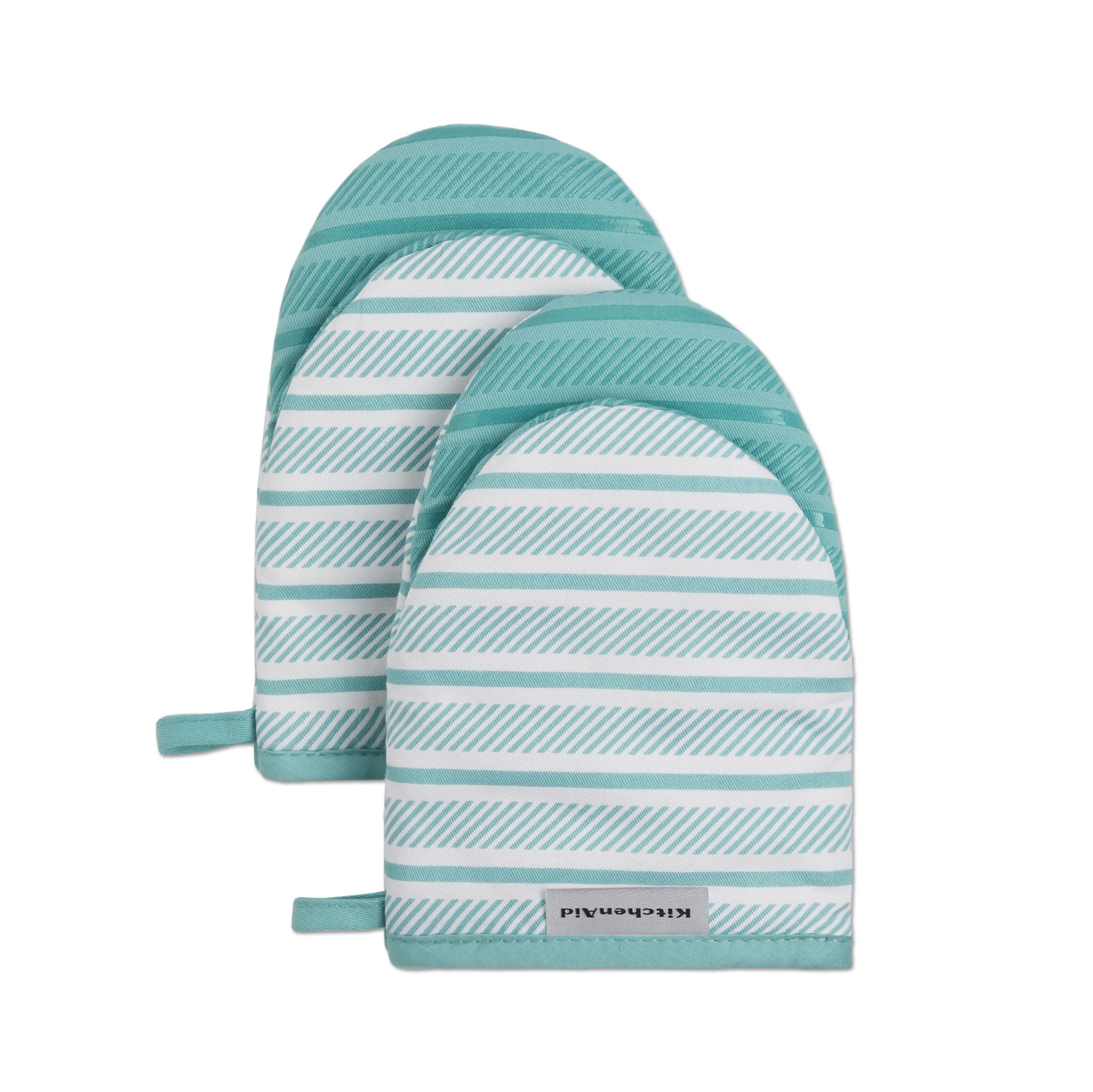 KitchenAid Albany Mini Oven Mitt 2-Pack Set, Aqua Sky, 5.5"x8"