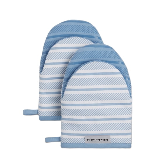 KitchenAid Albany Mini Oven Mitt 2-Pack Set, Blue Velvet, 5.5"x8"