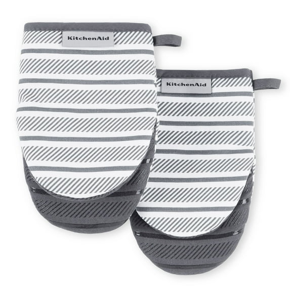KitchenAid Albany Mini Oven Mitt 2-Pack Set, Charcoal Grey, 5.5"x8"