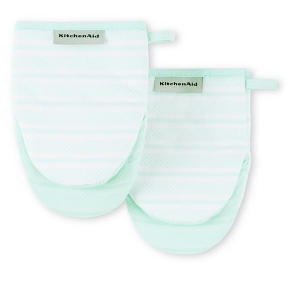 KitchenAid Albany Mini Oven Mitt 2-Pack Set, Mineral Water, 5.5"x8"