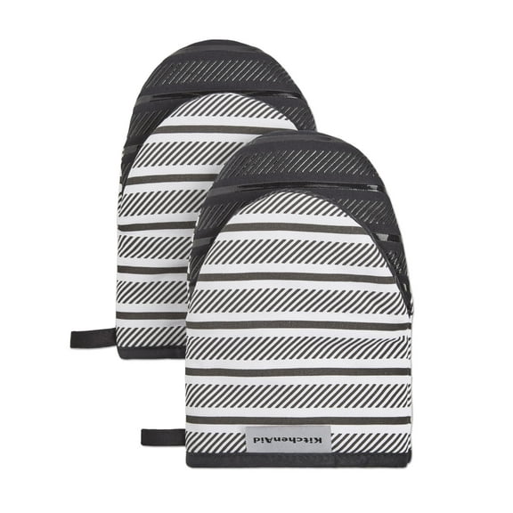 KITCHENAID Albany Mini Oven Mitt 2-Pack Set, Matte Black, 5.5"x8"