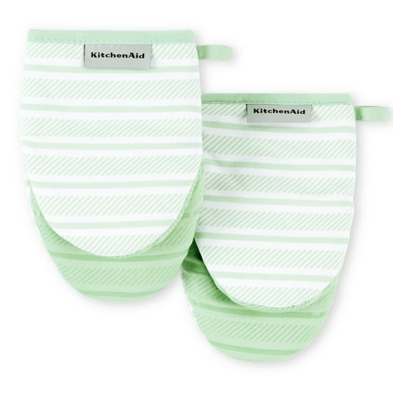 KitchenAid Albany Mini Oven Mitt 2-Pack Set, Pistachio, 5.5"x8"