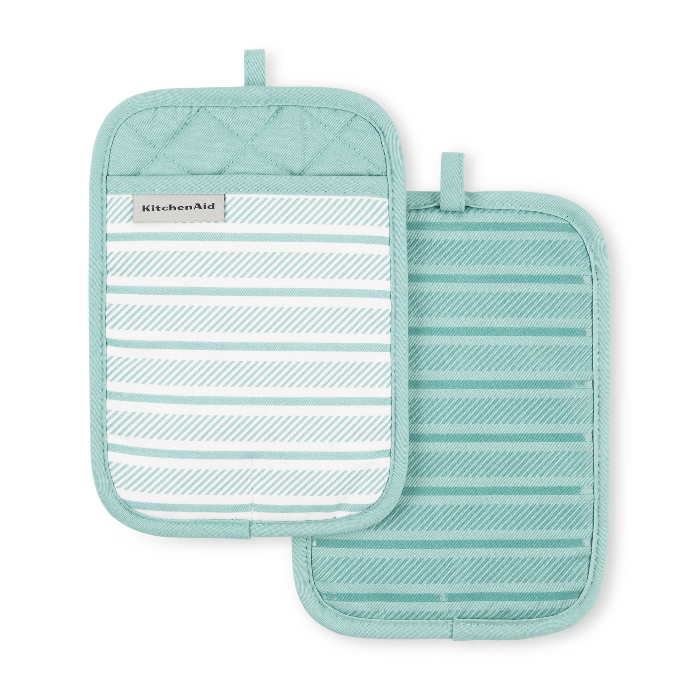 KitchenAid Albany Pot Holder 2-Pack Set, Aqua Sky, 7"x10"