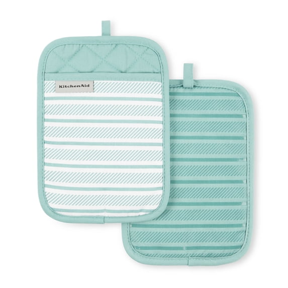 KitchenAid Albany Pot Holder 2-Pack Set, Aqua Sky, 7"x10"