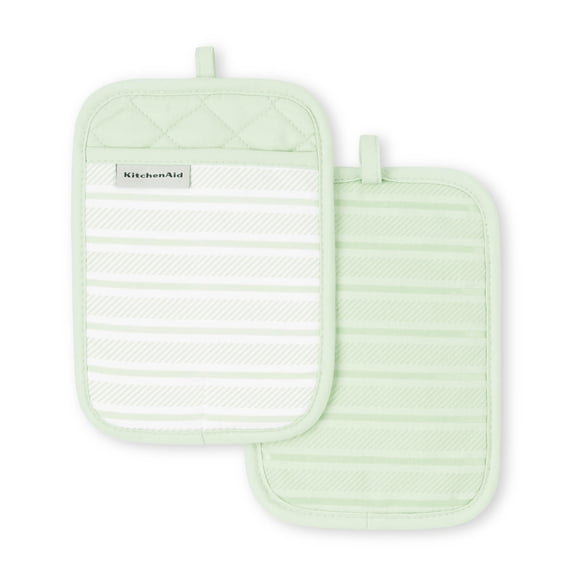 KitchenAid Albany Pot Holder 2-Pack Set, Pistachio, 7"x10"