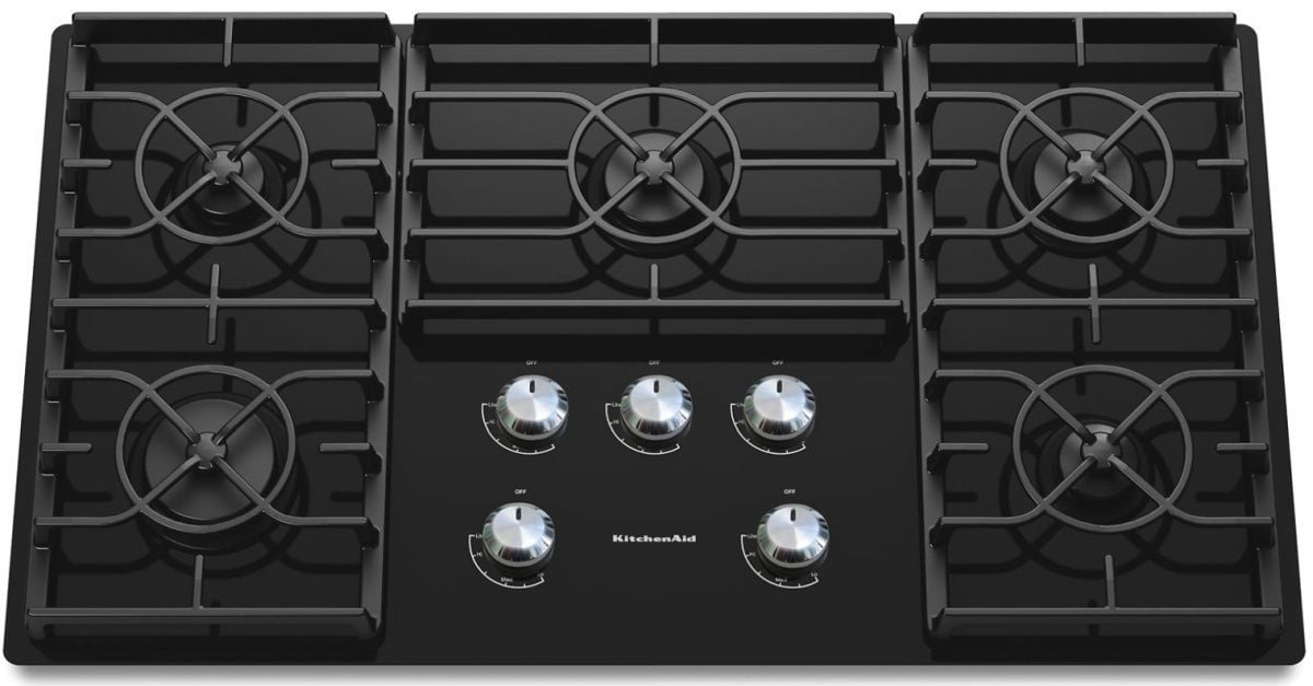 KitchenAid Architect Series II KGCC566RBL - Gas cooktop - 5 hobs - Niche - width: 35.2 in - depth: 19 in - black