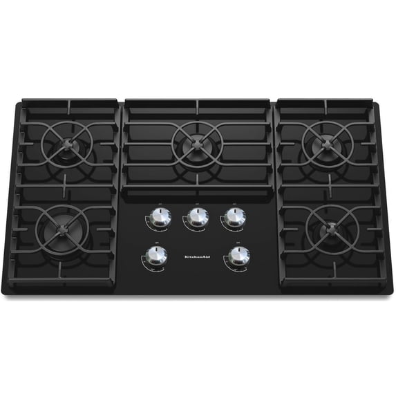 KitchenAid Architect Series II KGCC566RBL - Gas cooktop - 5 hobs - Niche - width: 35.2 in - depth: 19 in - black