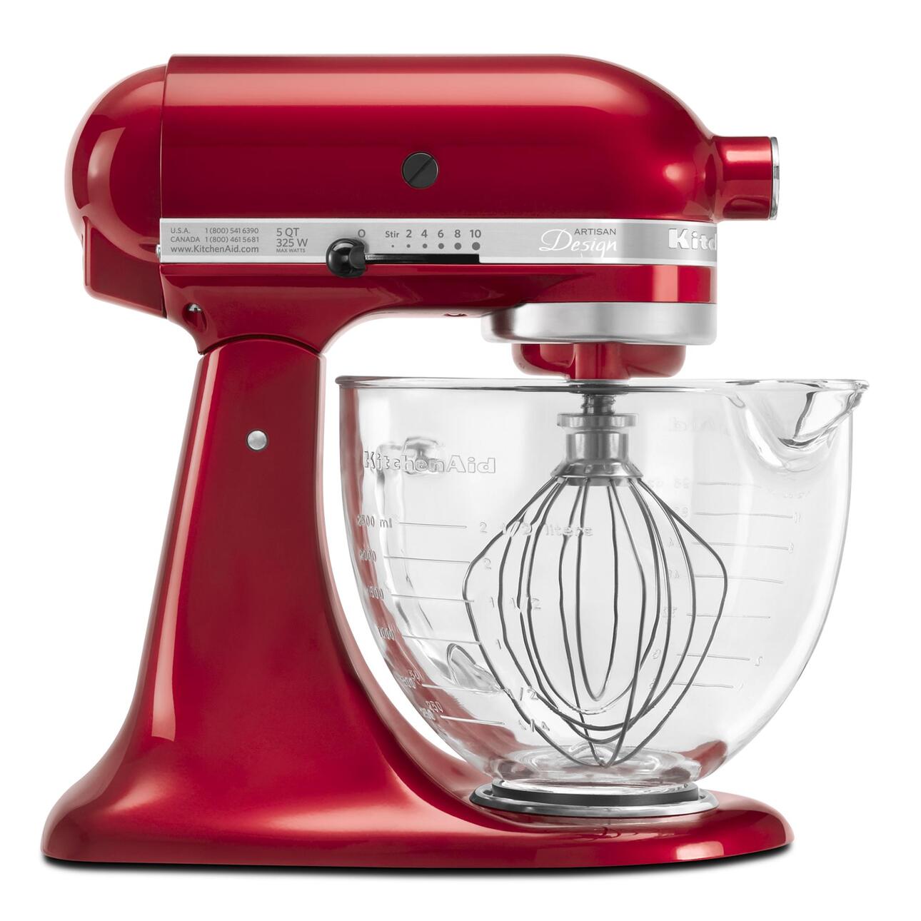 KitchenAid Artisan Design Series 5 Quart Tilt-Head Stand Mixer with Glass Bowl, Candy Apple Red, KSM155GB - image 1 of 7