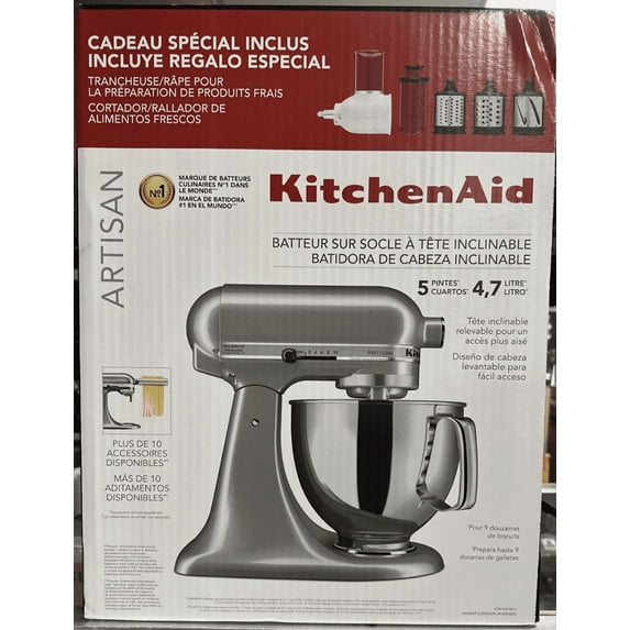 KitchenAid Artisan (KSM150FBCU) - 5qt Stand Mixer Gift Bundle (Contour Silver)