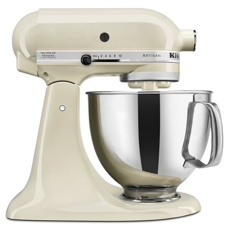 KitchenAid Artisan Series 5-Quart Tilt-Head Stand Mixer, Almond Cream with Flat Beater, Dough Hook, Whip