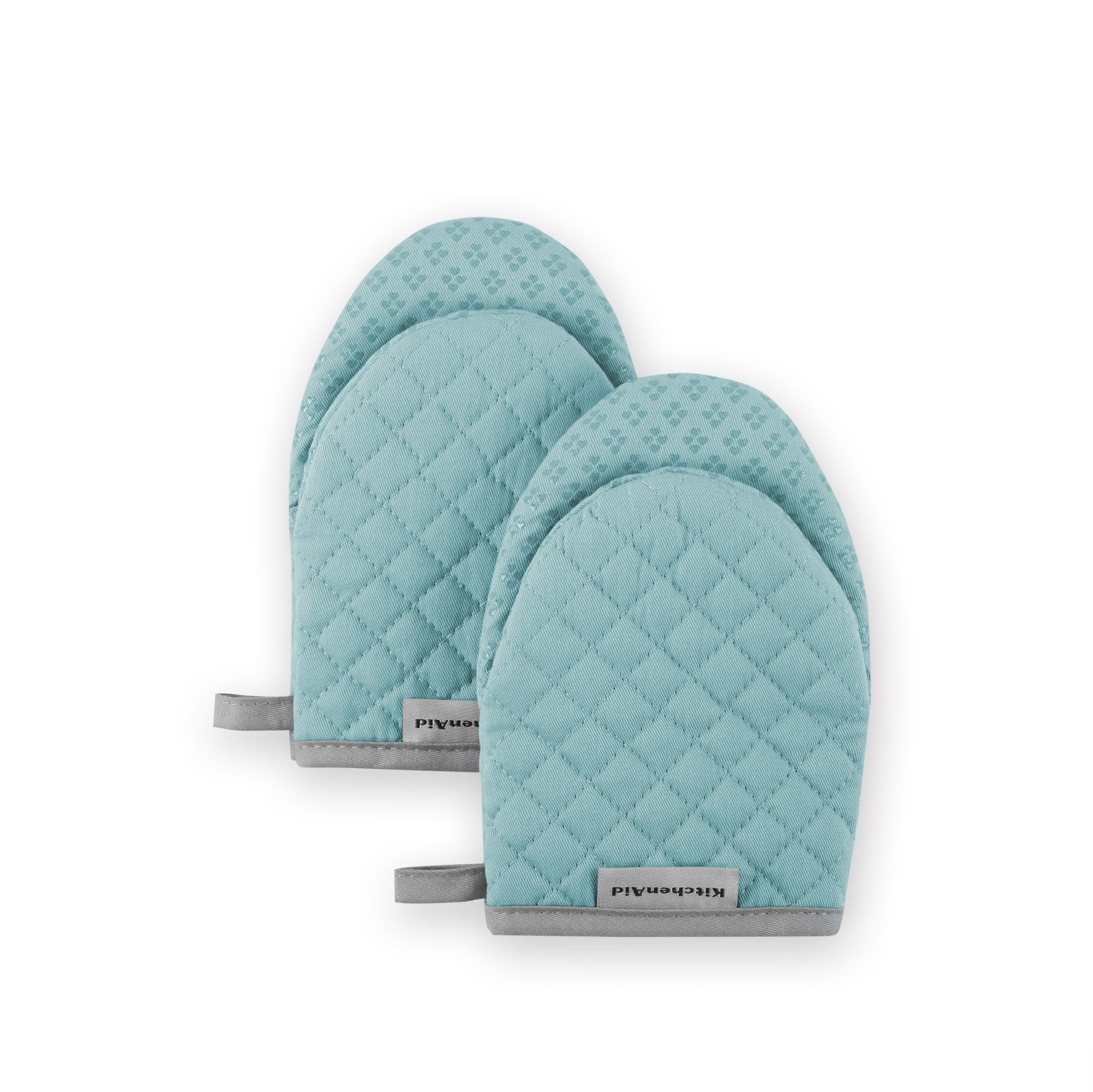 Aqua Silicone Print Mini Oven Mitts, 2-Pack