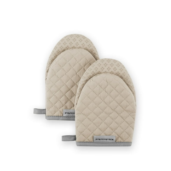 KitchenAid Asteroid Mini Oven Mitt 2-Pack Set, Milkshake Tan, 5.5"x8"