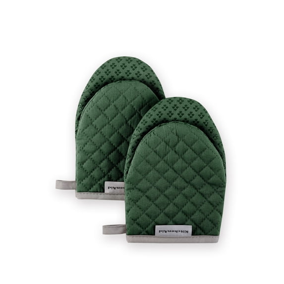 KitchenAid Asteroid Mini Oven Mitt 2-Pack Set, Pebbled Palm Green , 5.5"x8"