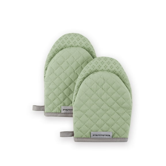 KitchenAid Asteroid Mini Oven Mitt 2-Pack Set, Pistachio, 5.5"x8"