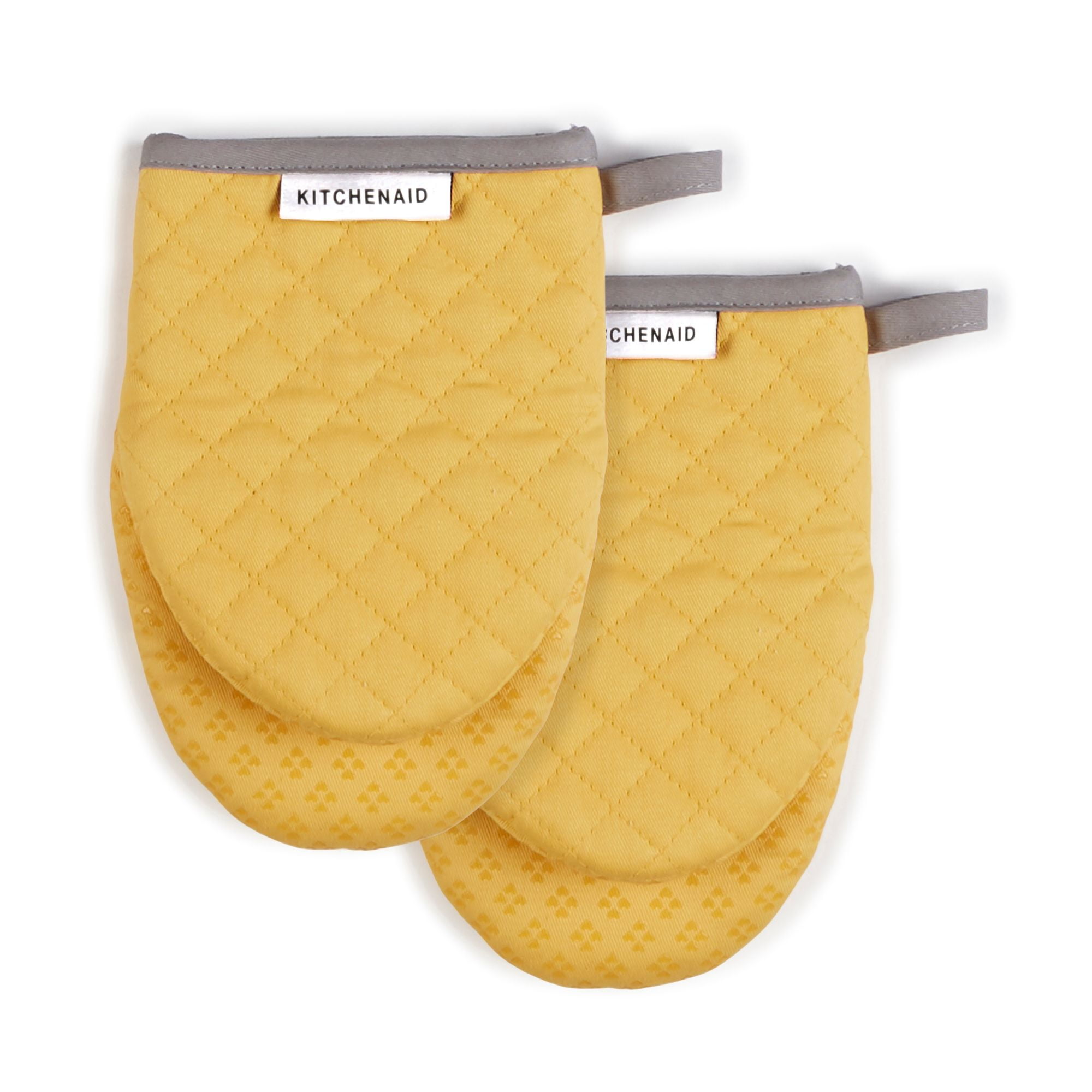 Yellow Silicone and Cotton Mini Oven Mitts, Set of 2