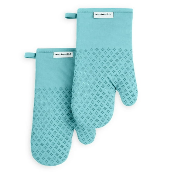 KitchenAid Asteroid Oven Mitt Set, Mineral Water Aqua, 7"x12.5", Set of 2