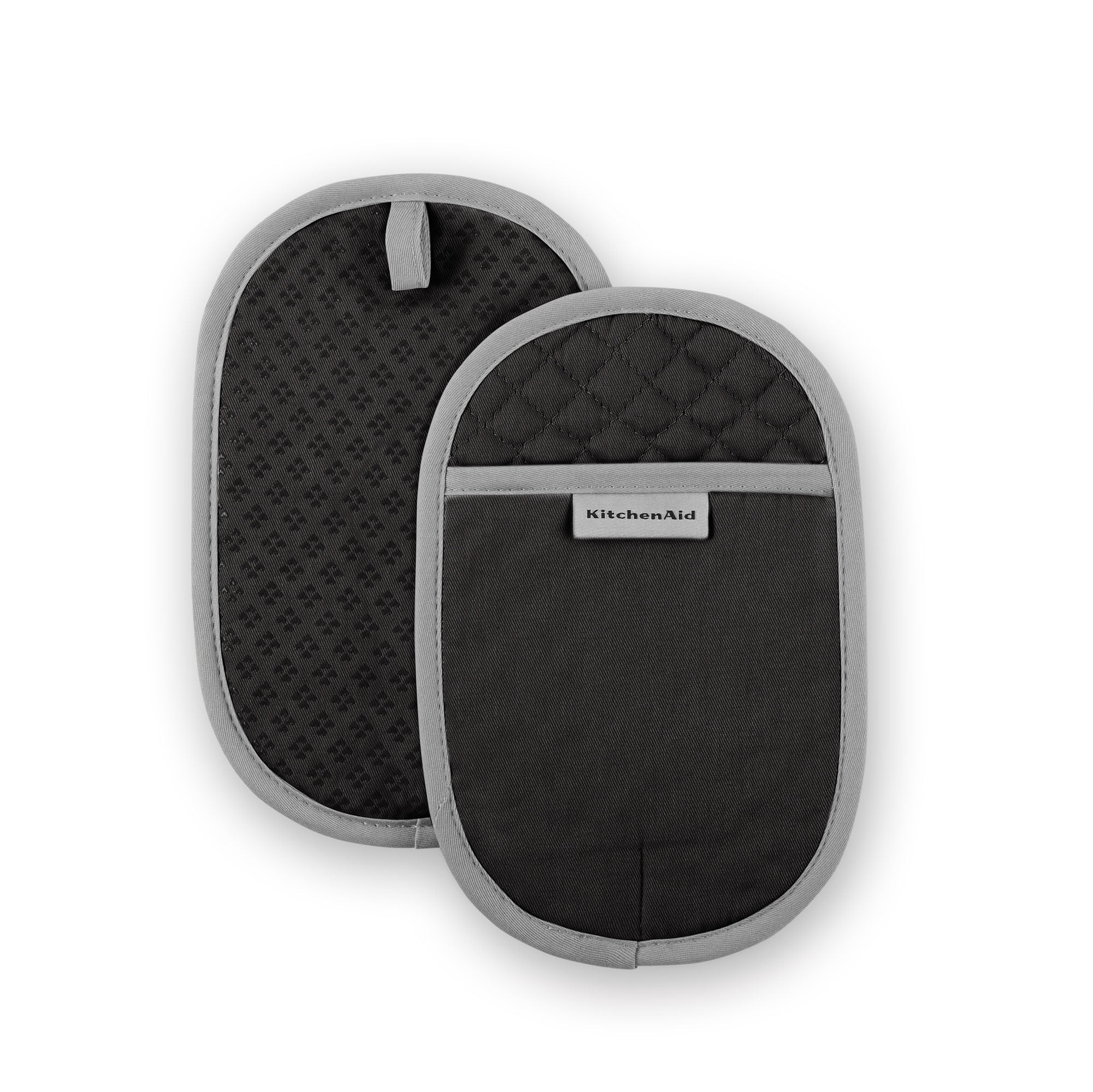 KitchenAid Asteroid Pot Holder 2-Pack Set, Black, 6.5"x10"