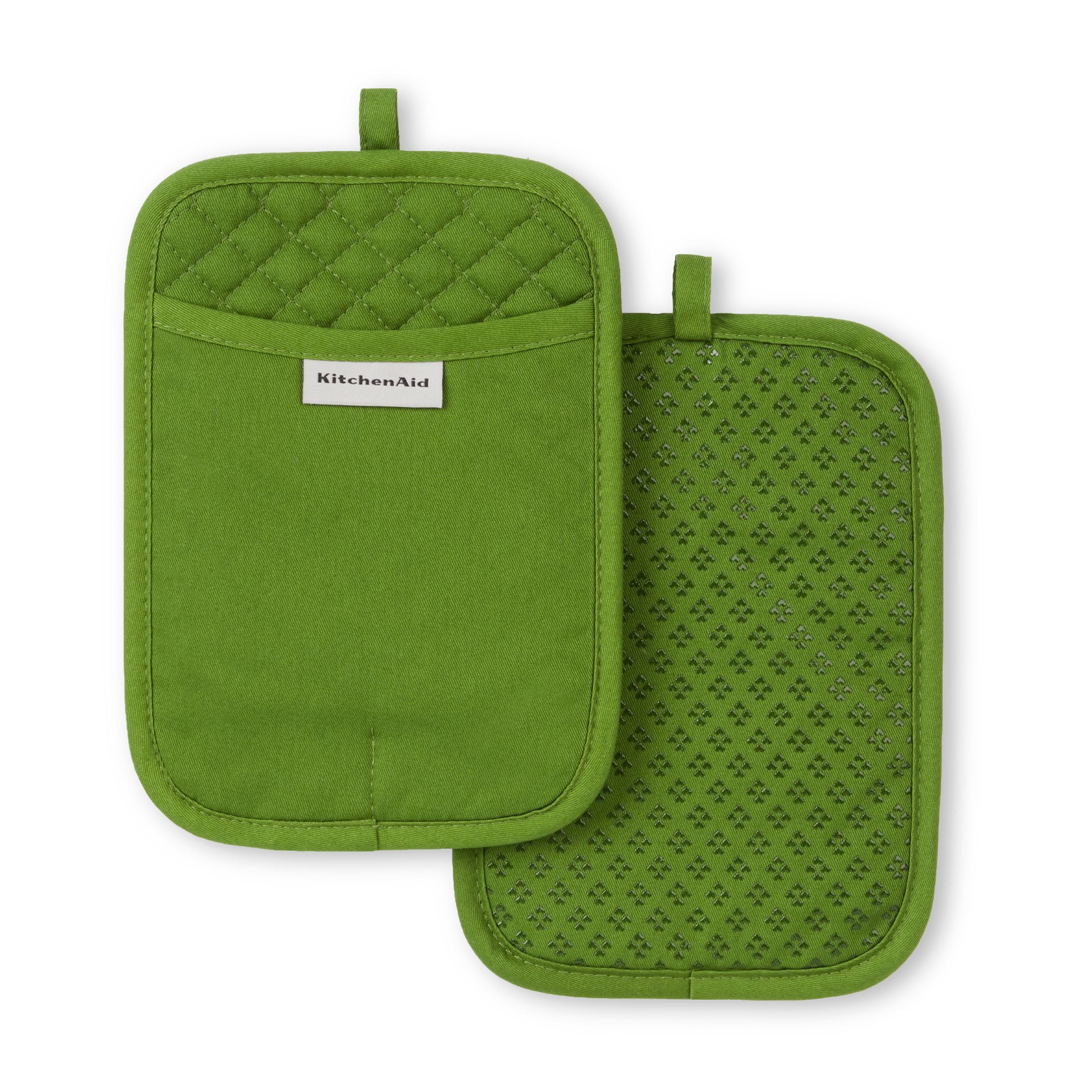 Matcha Green Silicone and Cotton Pot Holder Set, 2-Pack