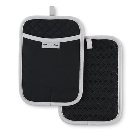 KITCHENAID Asteroid Pot Holder 2-Pack Set, Matte Black, 7"x10"