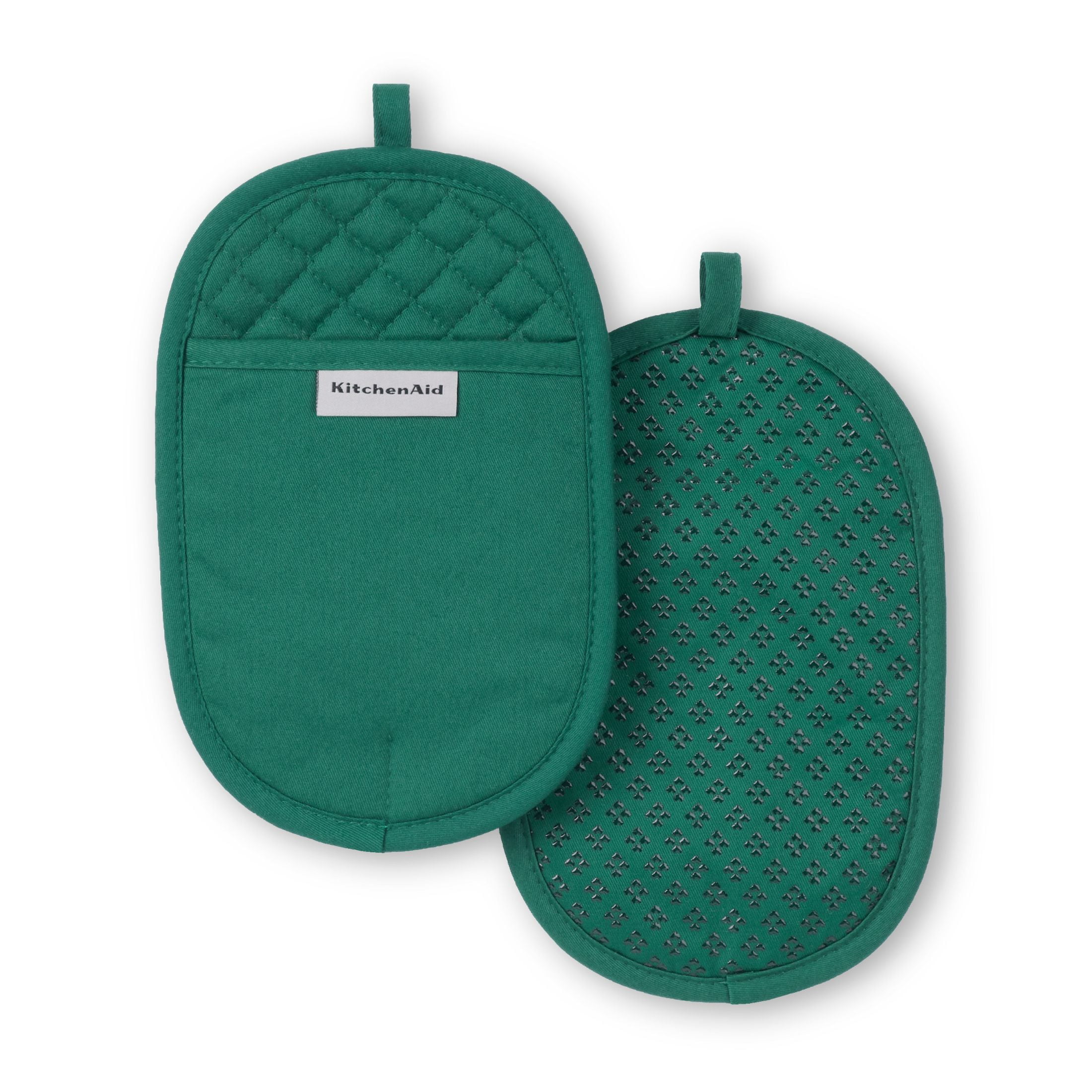 KitchenAid Asteroid Pot Holder 2-Pack Set, Pebbled Palm Green, 6.5"x10"