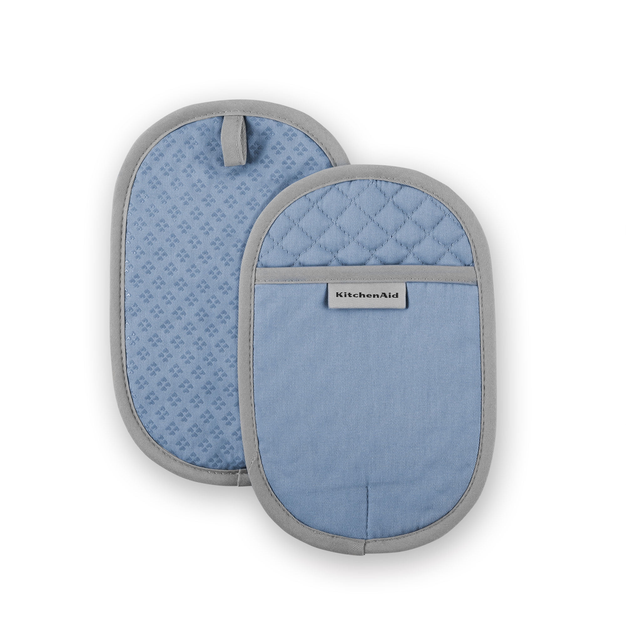Blue Velvet Silicone Grip Oval Pot Holder Set