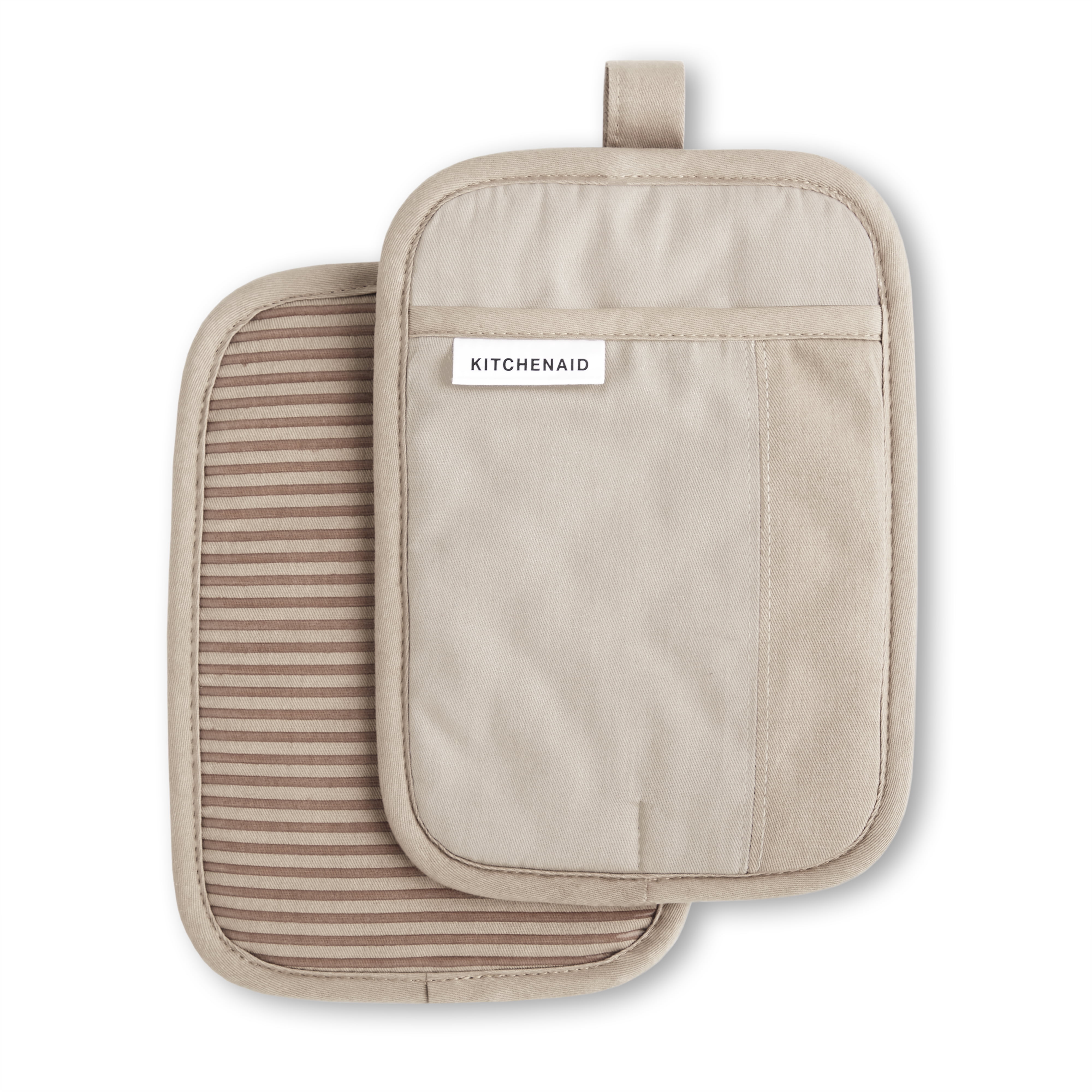Tan Silicone and Cotton Pot Holder Set, 10" x 7"
