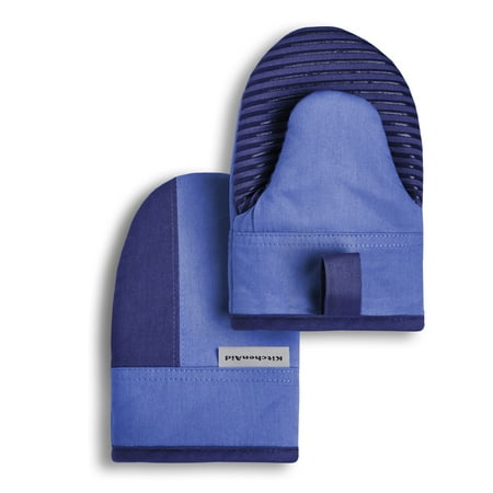 KitchenAid Beacon Two-Tone Mini Oven Mitt 2-Pack Set, Blue Corn/Cobalt, 5.5"x8"